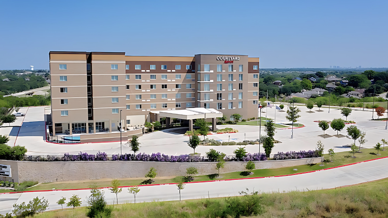 Exterior Aerial View of Courtyard by Marriott Dallas Carrollton and Carrollton Conference Center