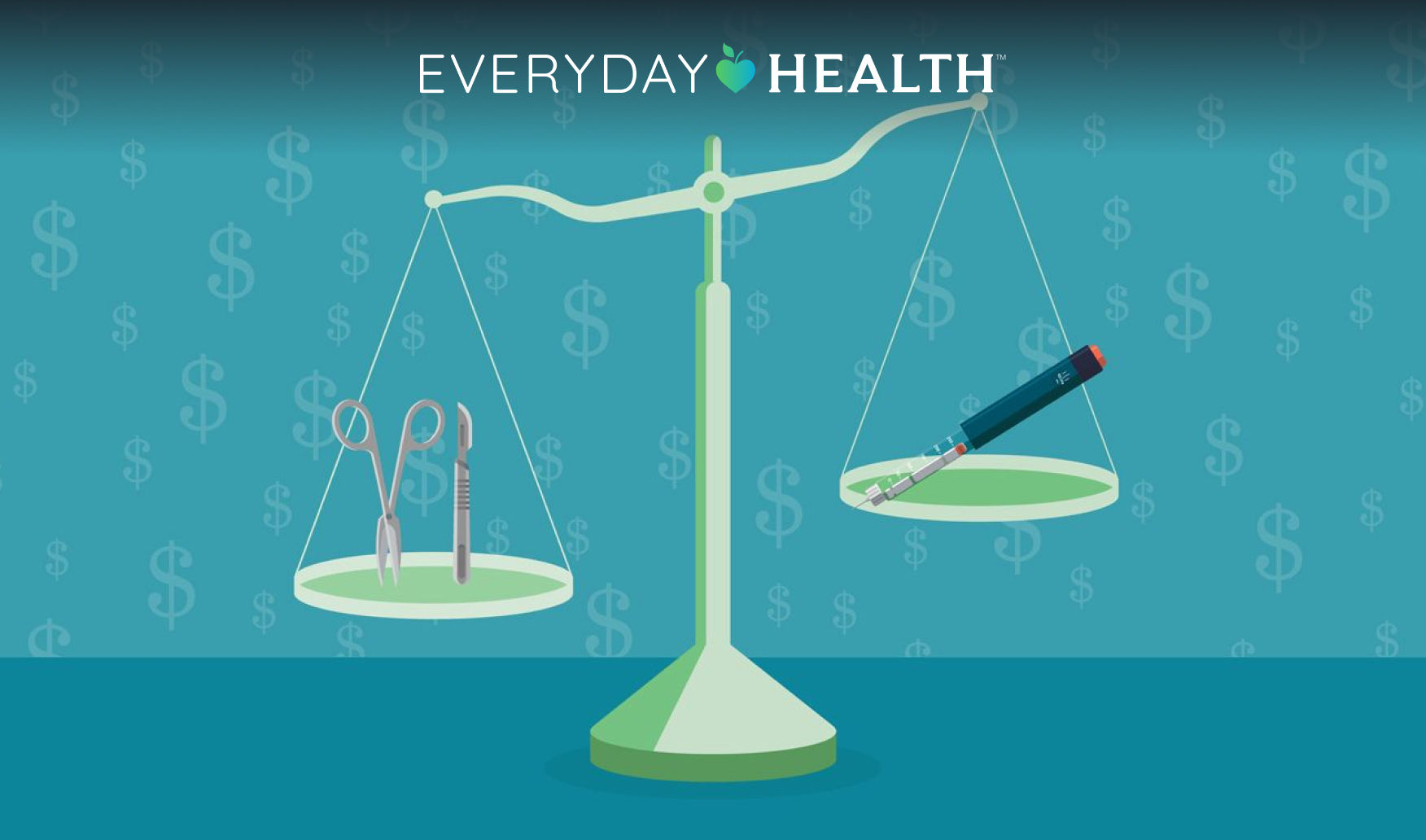 surgery vs GLP1s cost scale concept illustration